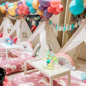 Unicorn and Rainbow Teepee Sleepover
